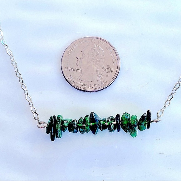 Sterling Silver and Green Chrome Beads Necklace 18” inches - Picture 5 of 5